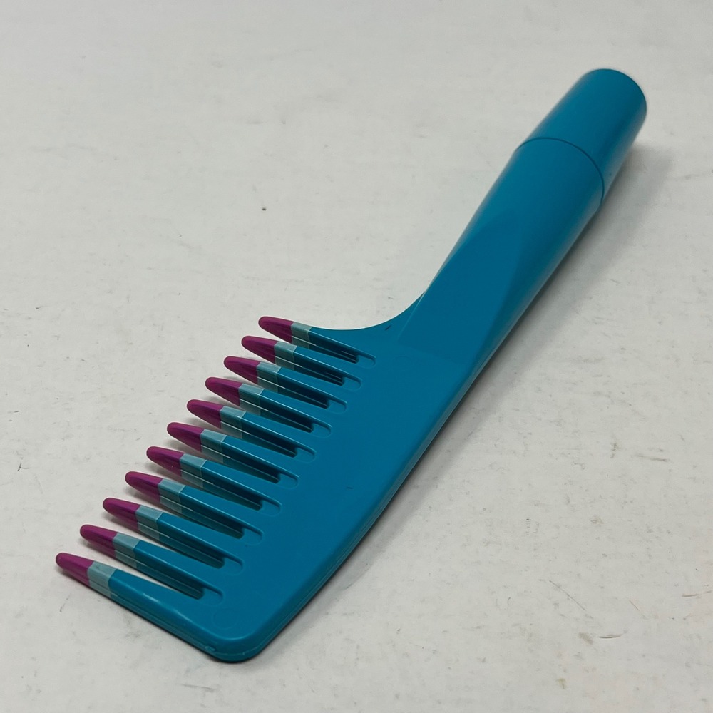 Teal Wide Tooth Hair Comb with Purple Dipped Teeth Spray Bottle Hairspray Handle